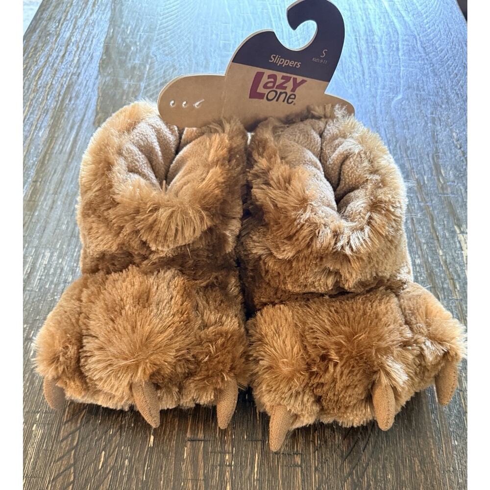 Brown Bear Lazy One Slippers Kids Small Sizes 9-11 Claws Cozy Furry